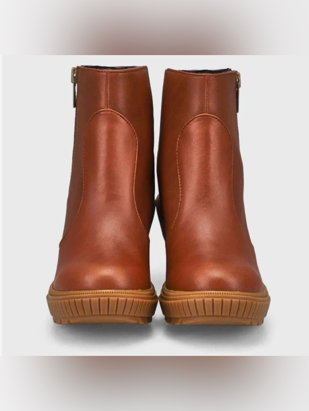 SOREL women 
Ona Ave'' Zip Wedge Booties Color: Velvet Tan, Gum 2 size 9.5 new - Picture 3 of 16